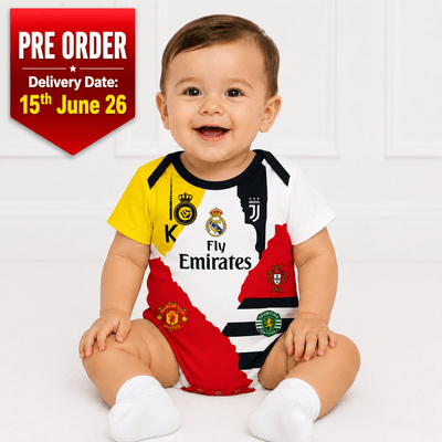 PRE-ORDER - Cristiano Ronaldo (CR7) Fusion Baby Football Jersey Romper - Soft Cotton Football Jersey Bodysuit (0 to 12 months)_img_0