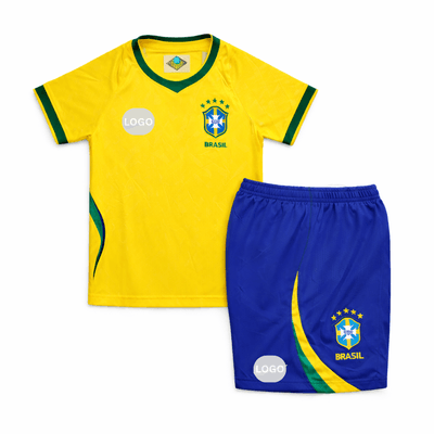 Kids Boy Premium Brazil Football World Cup 2026 (HOME / AWAY) Jersey Set (1 to 6 years)_img_2