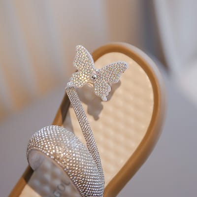 Kids Girls Butterfly Rhinestone Sandals - Soft Sole Kids Fashion Slippers (3 to 5 years)_img_3