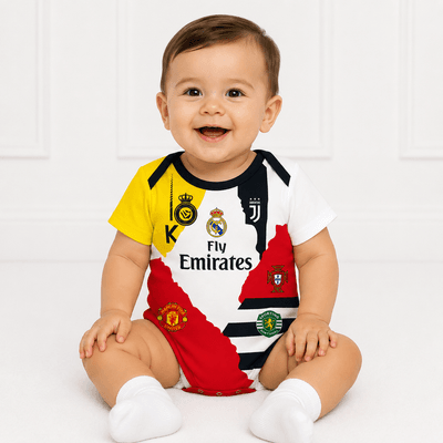 PRE-ORDER - Cristiano Ronaldo (CR7) Fusion Baby Football Jersey Romper - Soft Cotton Football Jersey Bodysuit (0 to 12 months)_img_1