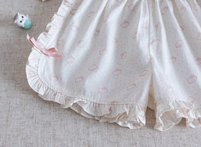 Kids Cute Pink Kitty Girls Summer Lounge Set – Sleeveless Ribbed Top & Ruffle Shorts Set ( 6 months to 6 years)_img_9