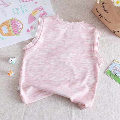 Kids Cute Pink Kitty Girls Summer Lounge Set – Sleeveless Ribbed Top & Ruffle Shorts Set ( 6 months to 6 years)_img_4