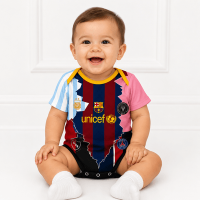 PRE-ORDER - Lionel Messi (LM10) Fusion Baby Football Jersey Romper - Soft Cotton Football Jersey Bodysuit (0 to 12 months)_img_1