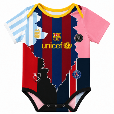 PRE-ORDER - Lionel Messi (LM10) Fusion Baby Football Jersey Romper - Soft Cotton Football Jersey Bodysuit (0 to 12 months)_img_3