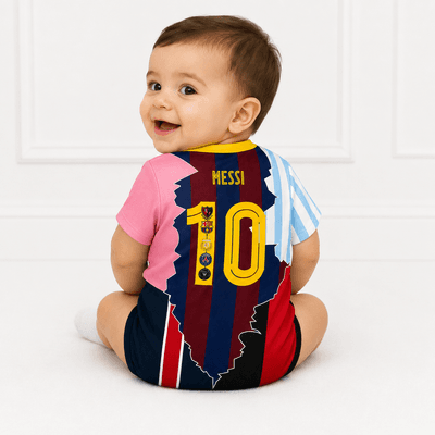 PRE-ORDER - Lionel Messi (LM10) Fusion Baby Football Jersey Romper - Soft Cotton Football Jersey Bodysuit (0 to 12 months)_img_2