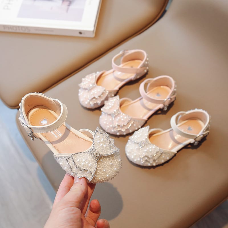 Kids Girls Pearl Bow Princess Shoes (2 years to 8.5 years)